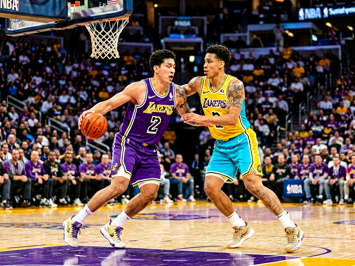 NBA赛场球员激烈对抗，篮球比赛精彩瞬间